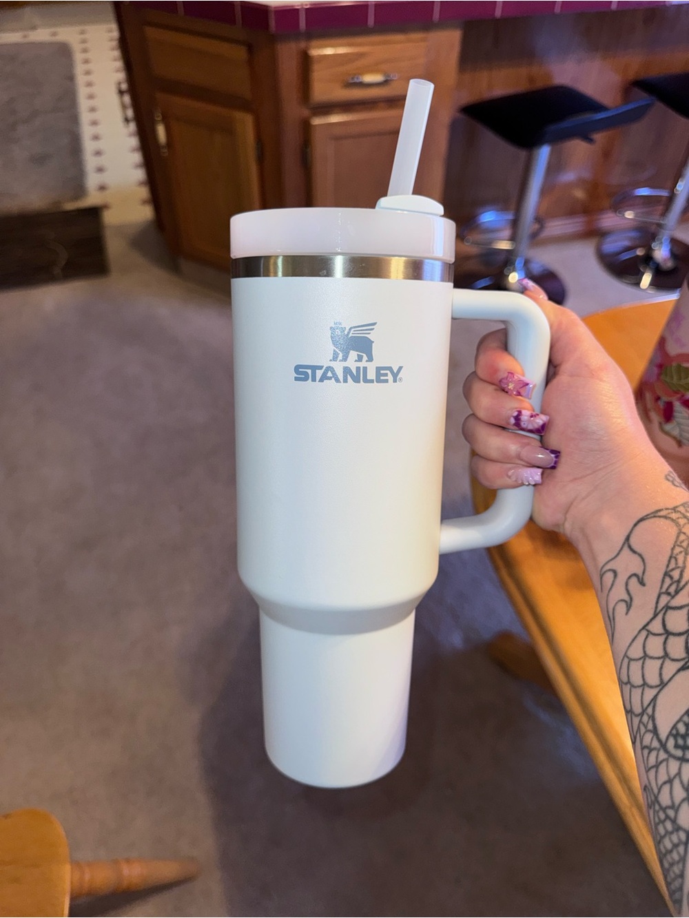 Stanley Blue Travel Mug with Handle and Straw